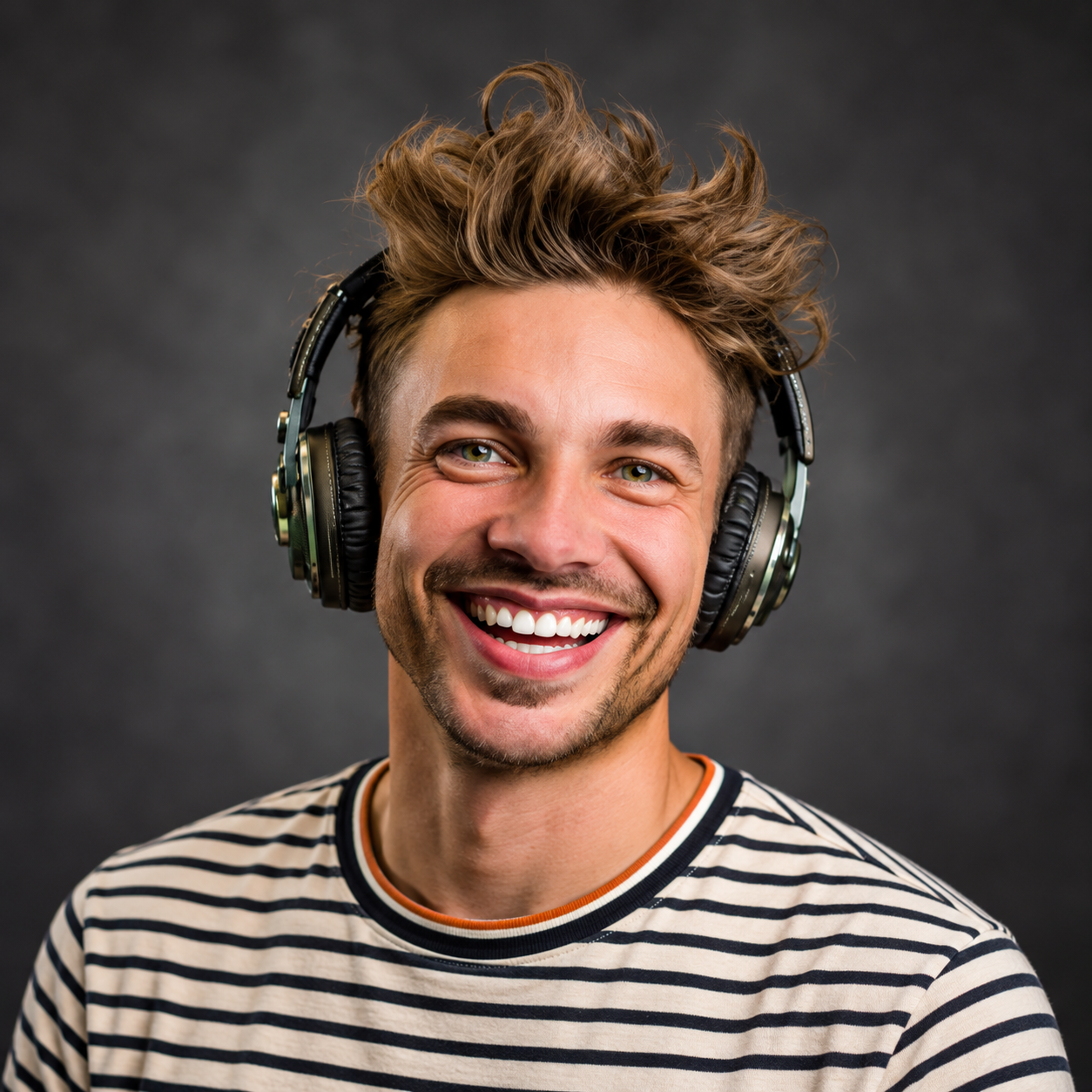 Chaz smiling in headphones